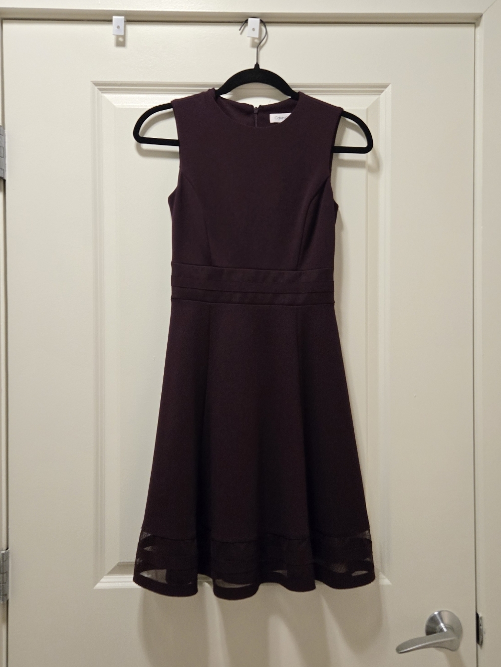 Calvin Klein Sleeveless Fit And Flare Dress in Plum, 0P
